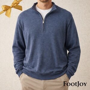 FJ XXL Blue Quarter Zip Wool Blend Golf Pullover Sweater